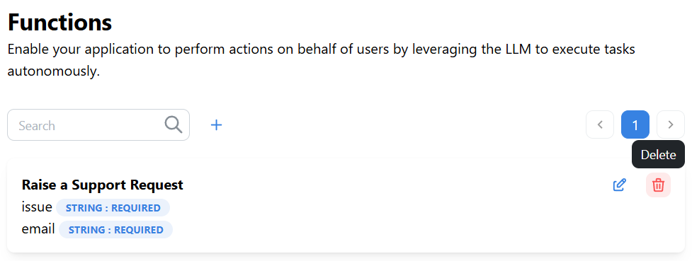 Delete Function Button